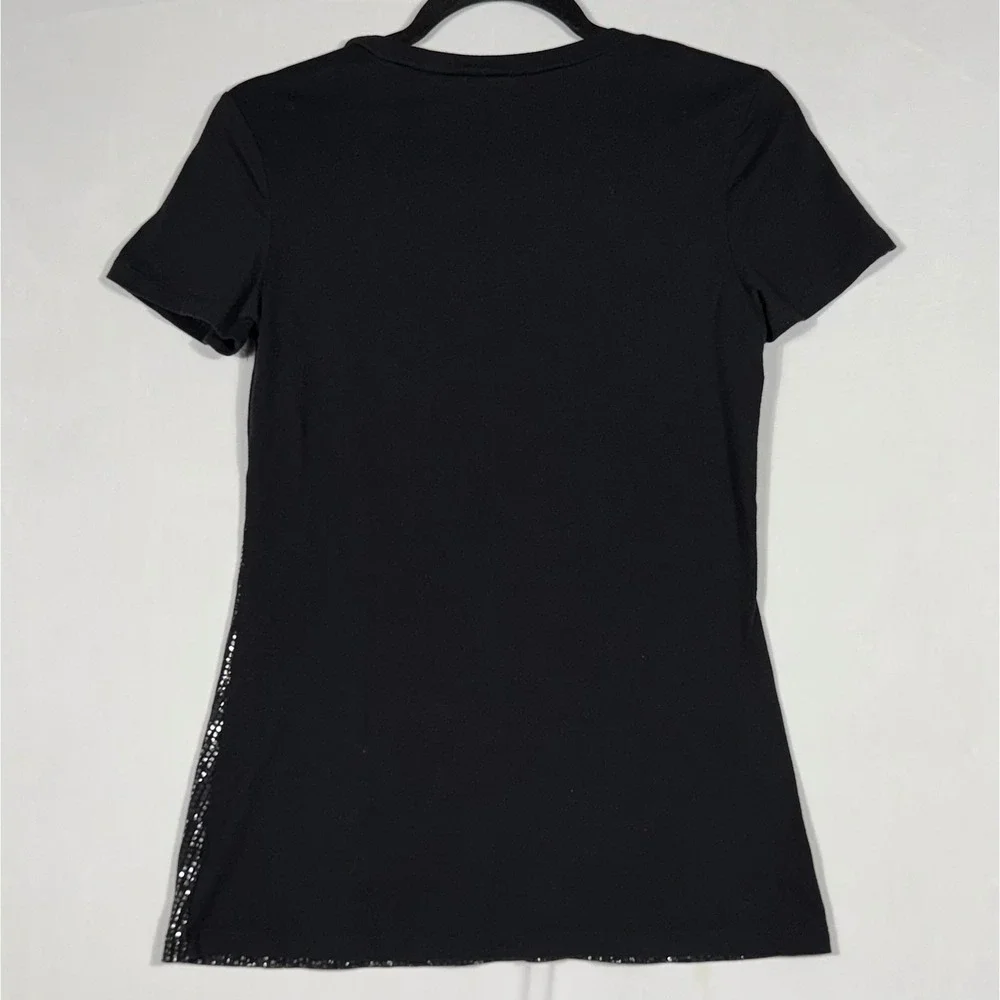 Vtg Y2K Grunge Indie Sleeze Metallic Silver Snakeskin T-Shirt S Black Whimsygoth